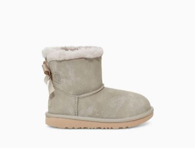 UGG Mini Bailey Bow II Shimmer Big Kids Boots Goat/ Grey - AU 514XQ